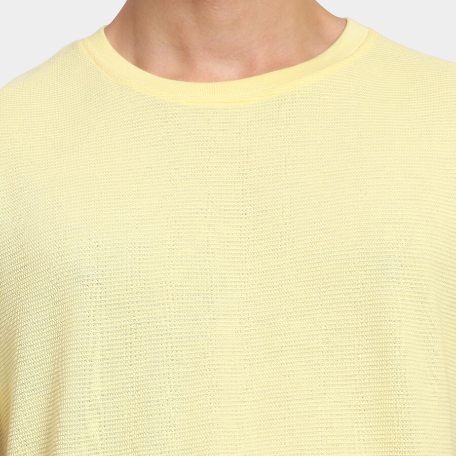 Men's Round Neck Half Sleeves T-Shirt , Yellow, large image number null